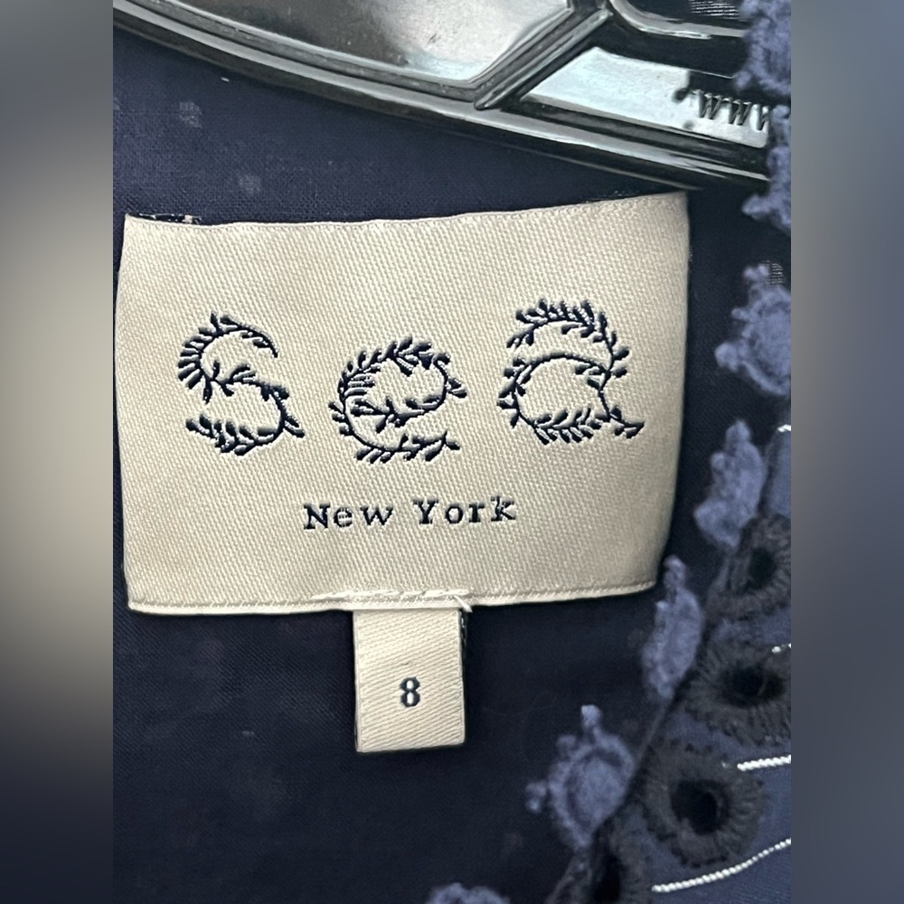 SEA New York Pilot Eyelet Embroidered Mini Dress Navy Size 8 - Picture 4 of 5